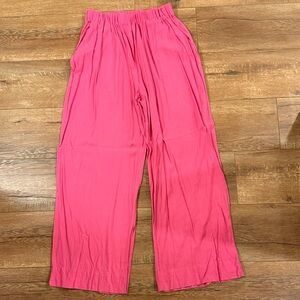 Daily Drills hot Pink punch Wide Leg linen blend Pants s